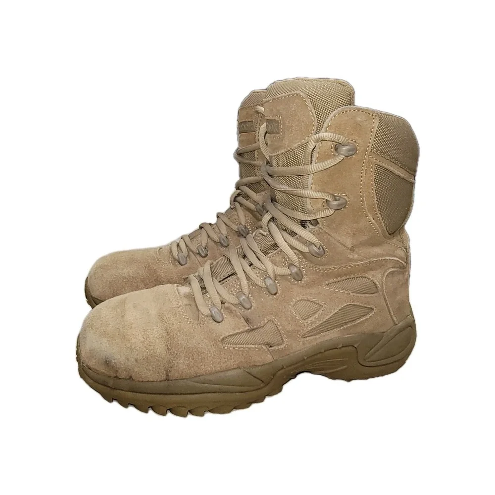Reebok Rapid Response RB8850‎ Men's 9 M Composite Toe Side Zip Work Boots Coyote